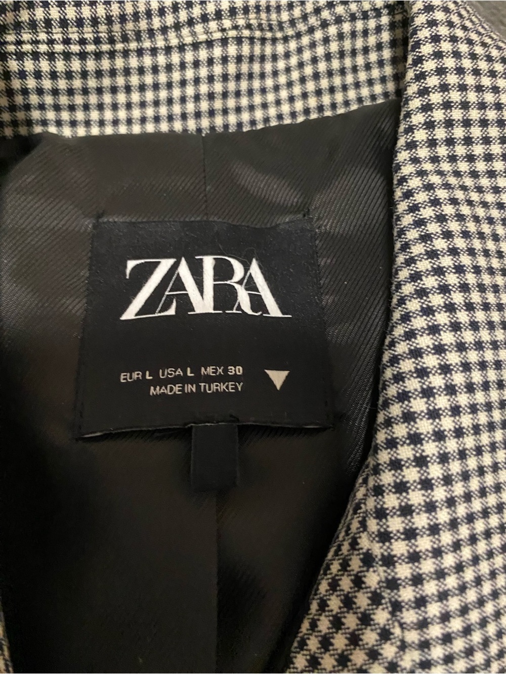 ZARA Black and White Houndstooth Double-Breasted Blazer - Picture 2 of 3